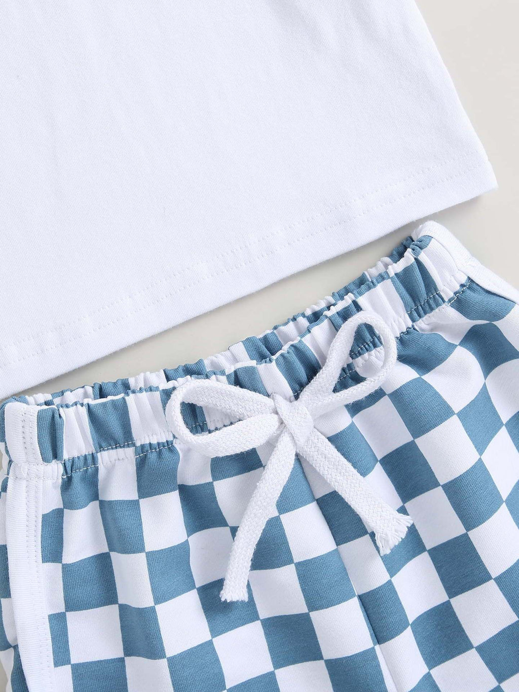 Baby Boy Shorts Short Sleeve Printed Chessboard Plaid Two-piece Set