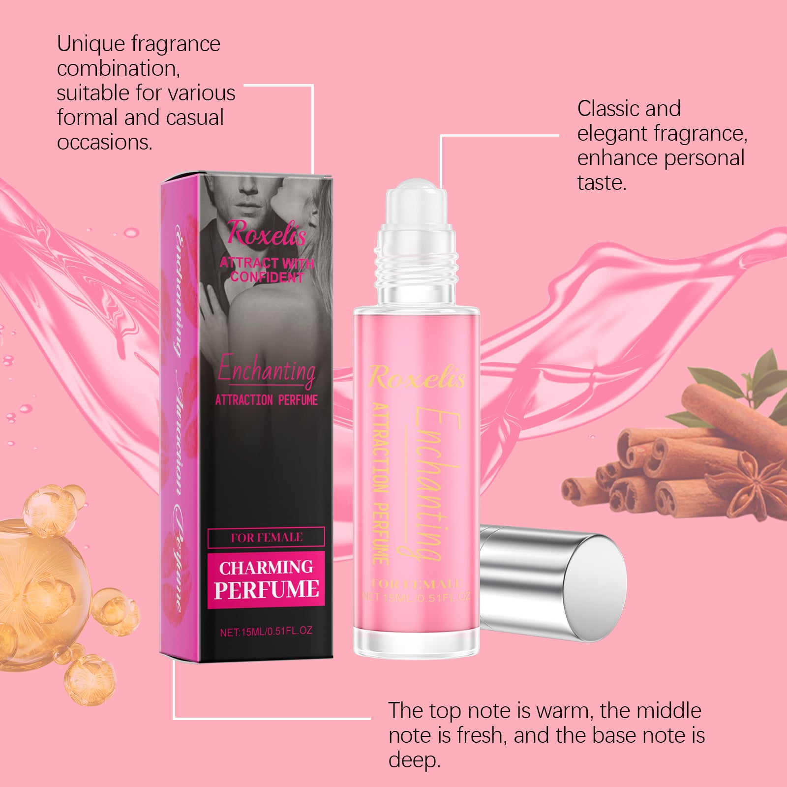 Roxelis Enchanting Attraction Perfume, A Natural And Refreshing Fragrance That Exudes A Unique Charm In Daily Life And Is A Niche Perfume That Lingers On The Go