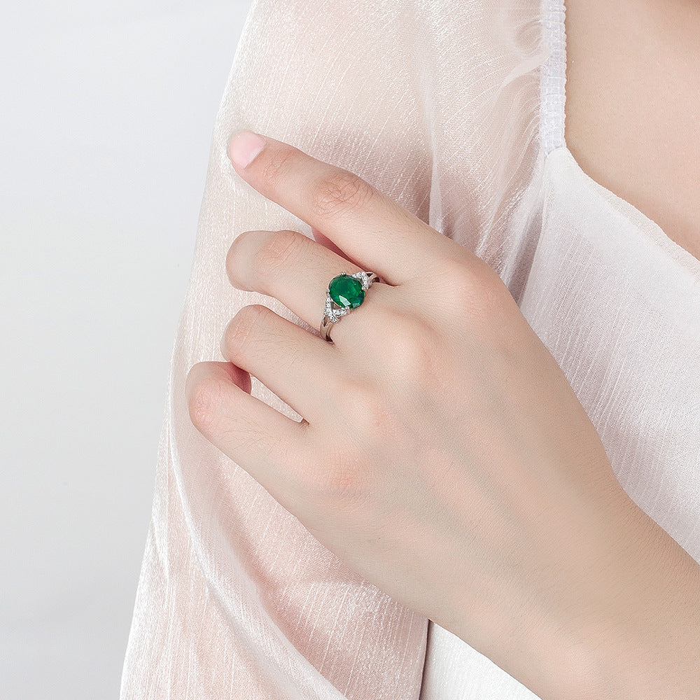 Inlaid Zircon Open Ring Female Emerald Tourmaline Cross Open Ring