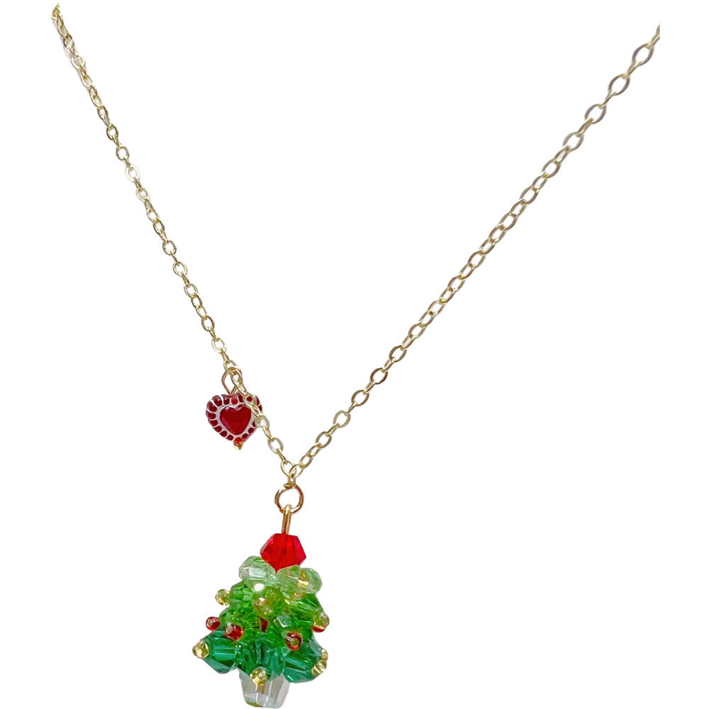 New Red Bow Handmade Beaded Ear Stud Necklace Bracelet