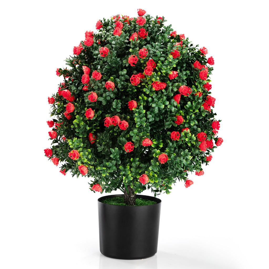 2pcs 21  6  Artificial Rose Topiary Trees, UV Resistant Faux Plants - Red