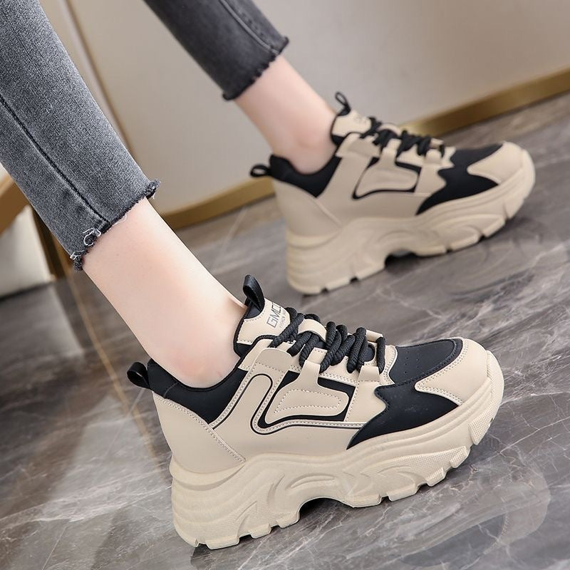 Spring And Autumn Thick Bottom Internet Hot Dad Shoes Women's Height Increasing Insole