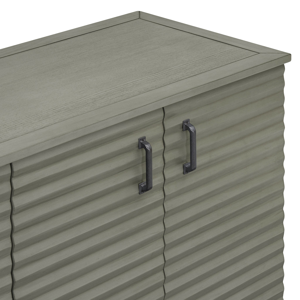 TREXM side panel with 4-door large storage buffet, adjustable shelves and metal handles (antique gray)