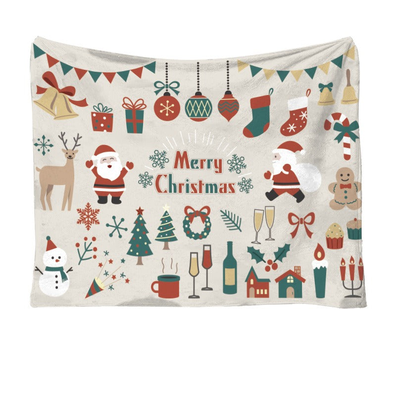 Christmas Flannel Printed Blanket Office Nap Blanket Throw Blanket Air Conditioning Blanket