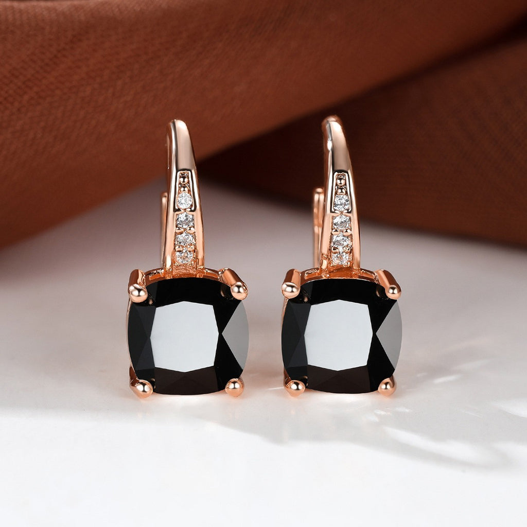 Square Zircon Inlaid Ear Hook Korean Style Fashion All-matching