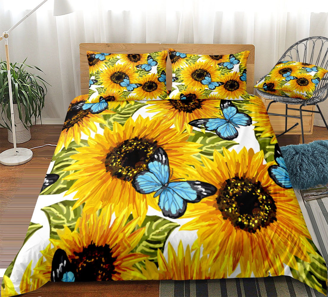 Flower home textile room bedroom bedding sunflower three or four pieces