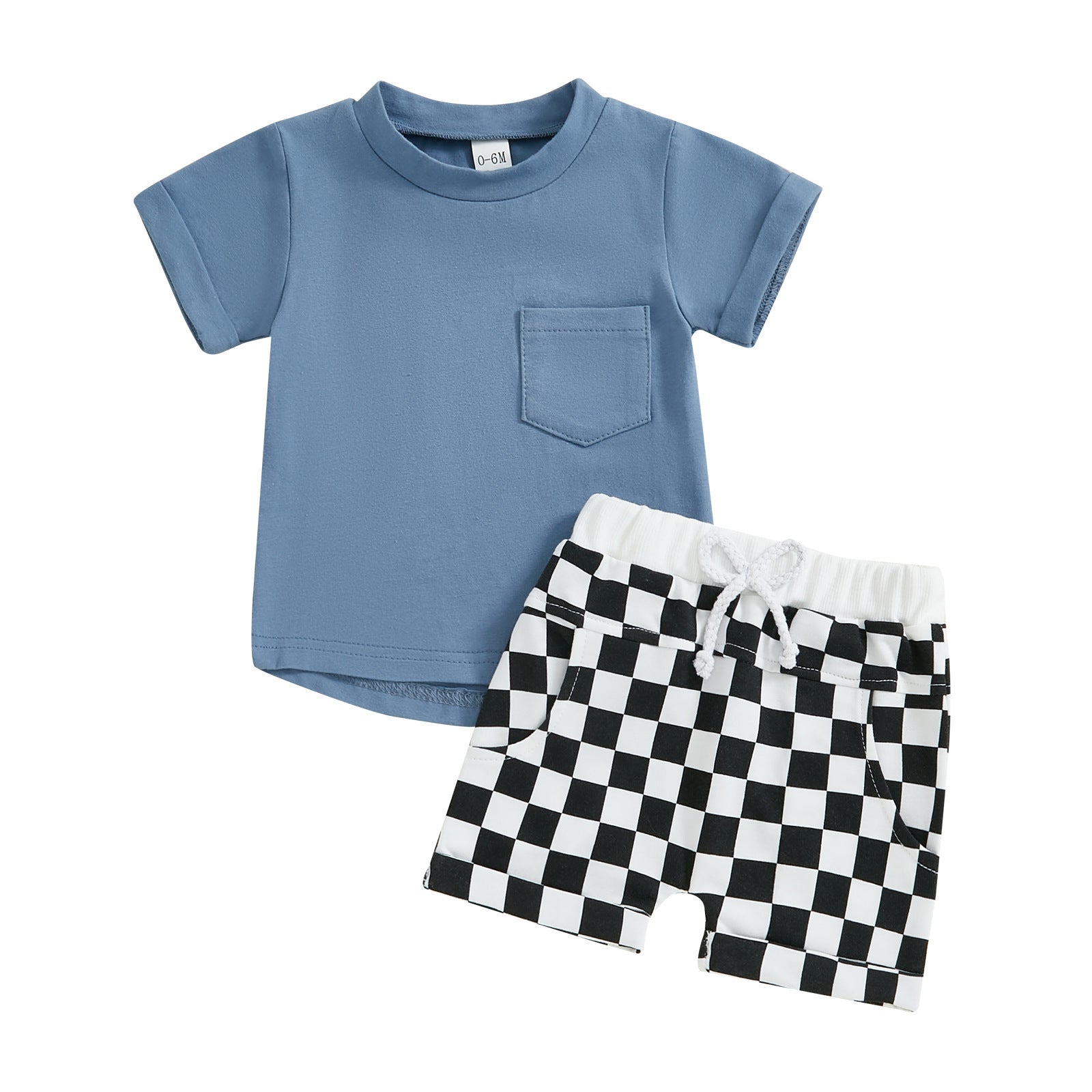 Fashion Personality Boy T-shirt Plaid Shorts Suit
