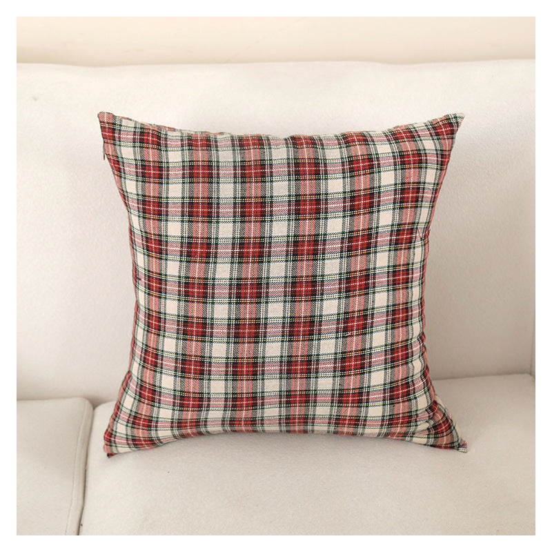 Christmas Grid Pillow Cover Bedhead Bed Bedside Sofa Living Room Cushion