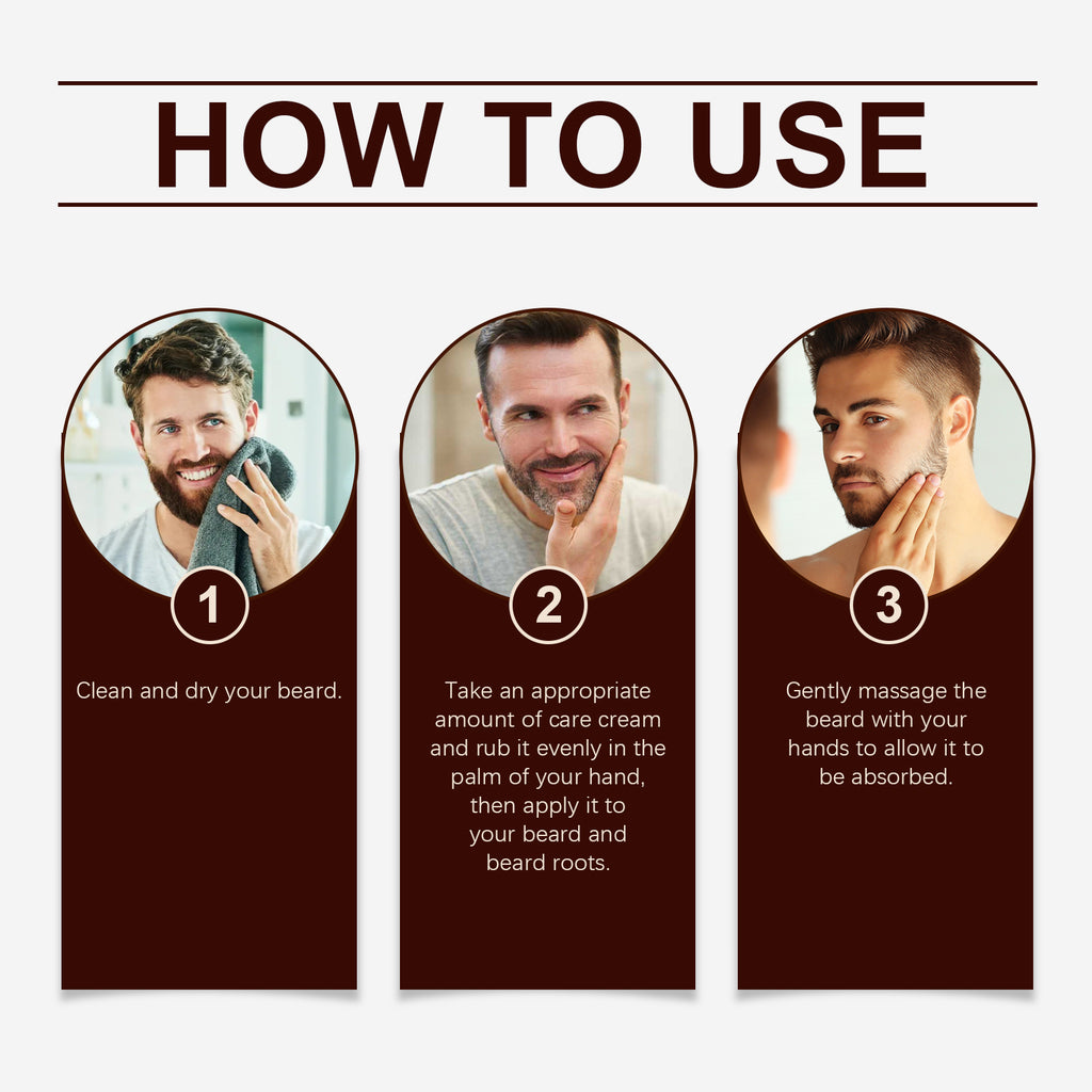 East Moon Men's Facial Hair Care Cream, Strong Beard Nourishing Thick Soft Bright Black Moisturizing Care