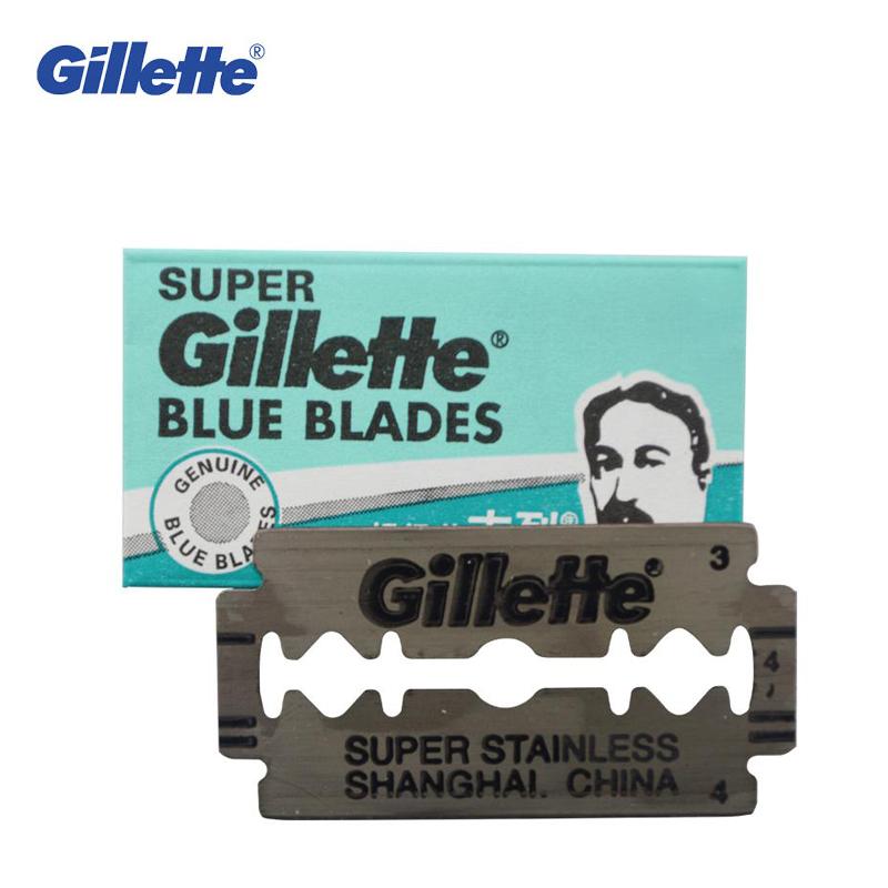 Gillette Super Blue Shaving Razor Blades For Men Stainless Steel double edge Shaver Blades (5 blades x 2 boxes)