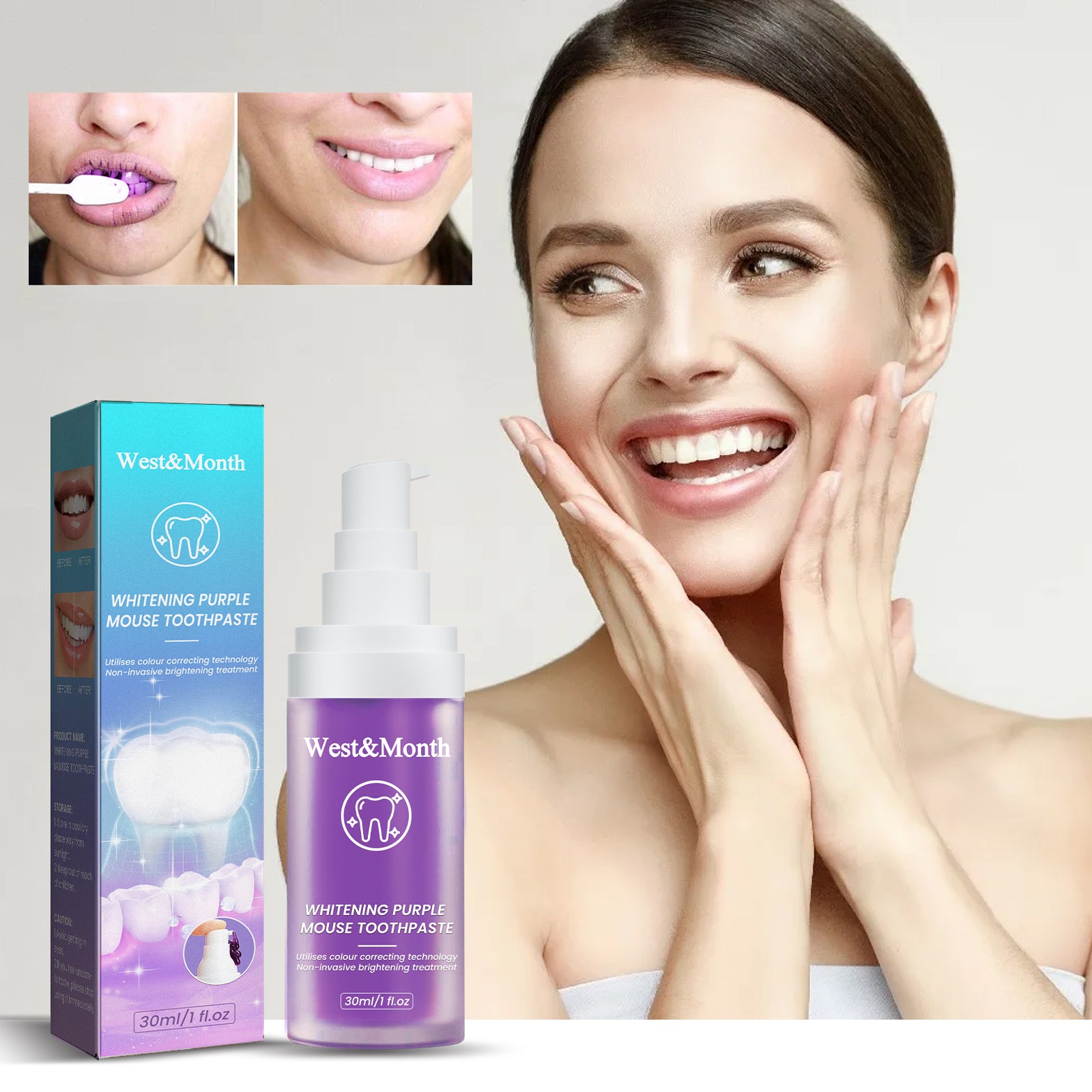 West&Month Purple Mousse Toothpaste Daily Mouthguard Gently Cleans Stains And Tartar Freshen The Mouth