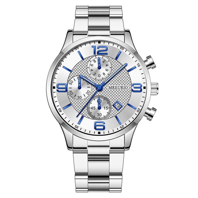 Fashion Numbers Three-eye Calendar Men's Watch