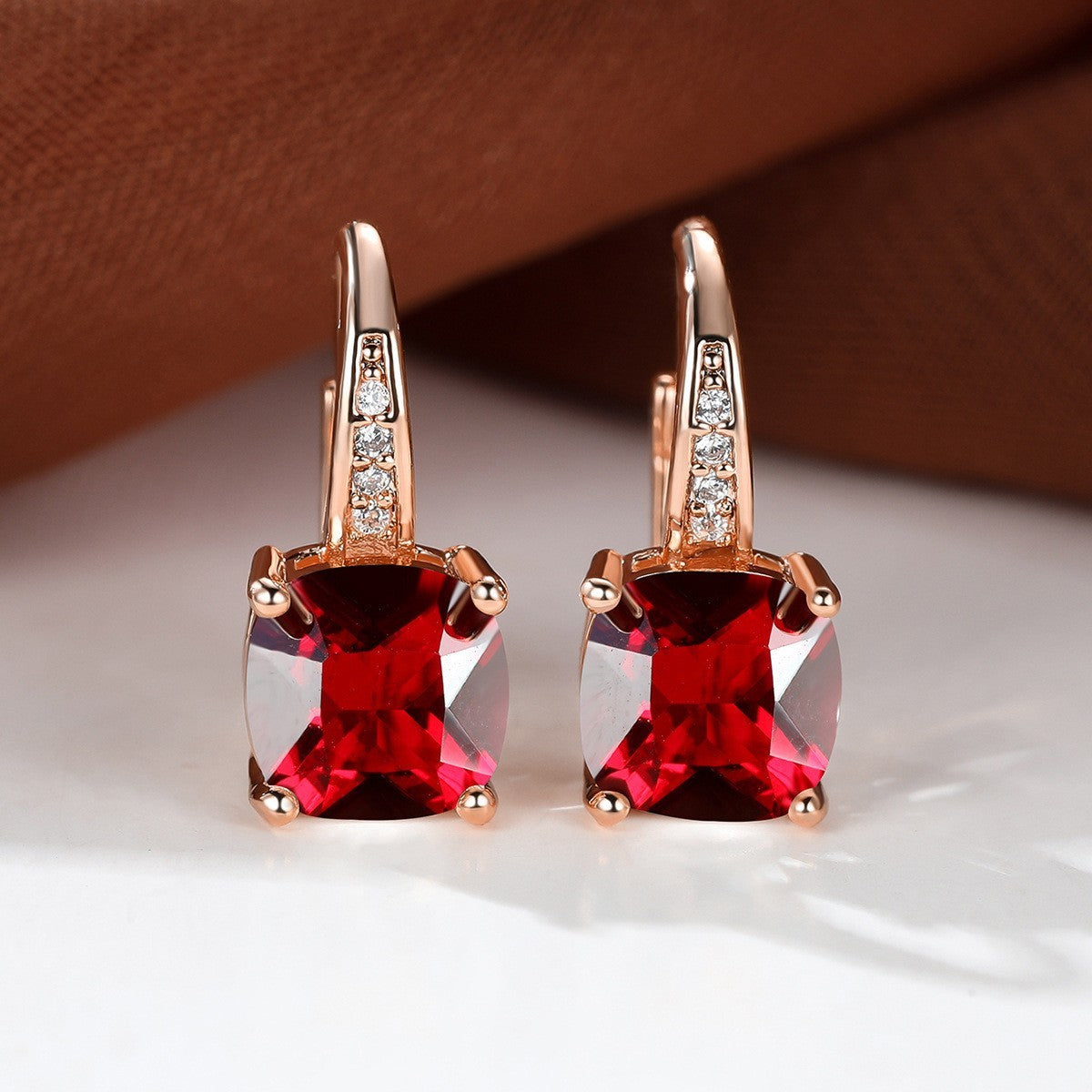 Square Zircon Inlaid Ear Hook Korean Style Fashion All-matching