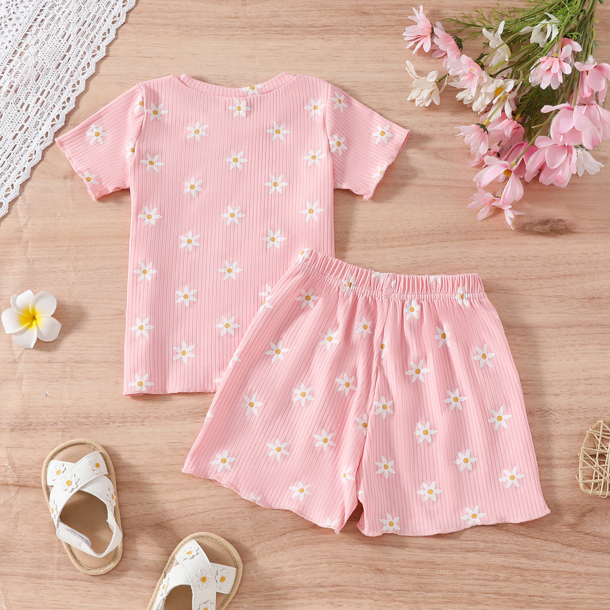 Girls' Printed Tops Casual 2 Pieces Suit