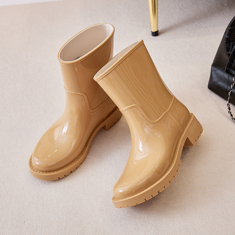 Women's Mid-High Tube Fashion Waterproof Shoes