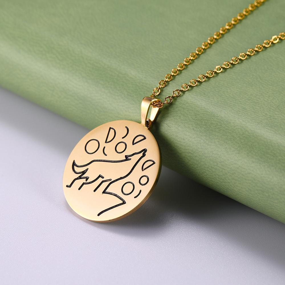 Stainless steel necklace wolf necklace