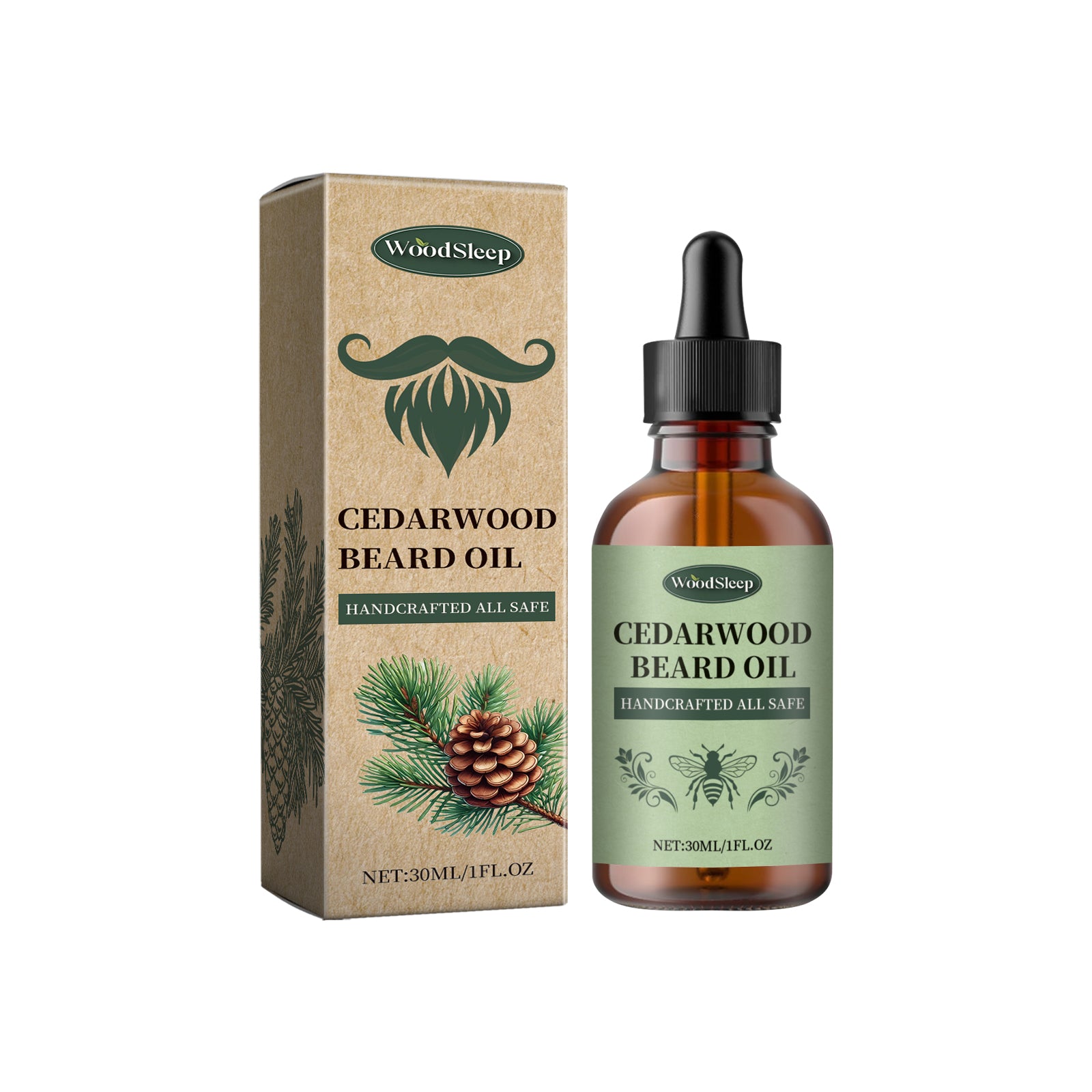 WoodSleep Men's Beard Care Essential Oil Nourishes Shine And Softens Beard Smoothness Care Essential Oil