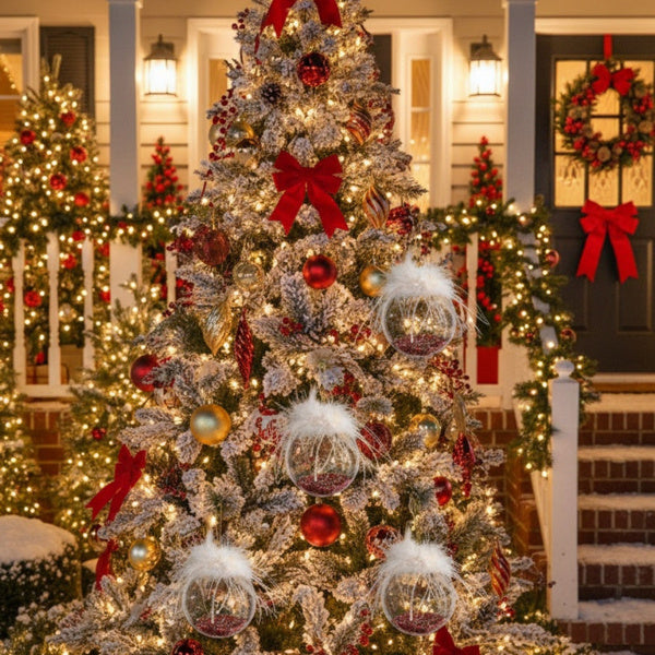 6PCS Set Glass Christmas Ornaments Decorative Hanging Balls For Tree & Holiday Party Decor Festive Home Decorations FBA Shipment