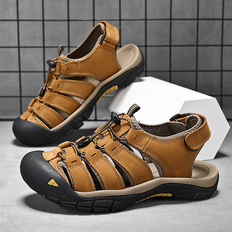 Top Layer Leather Plus Size Men's Beach Sandals
