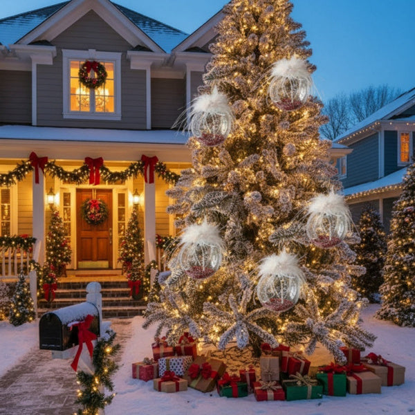 6PCS Set Glass Christmas Ornaments Decorative Hanging Balls For Tree & Holiday Party Decor Festive Home Decorations FBA Shipment