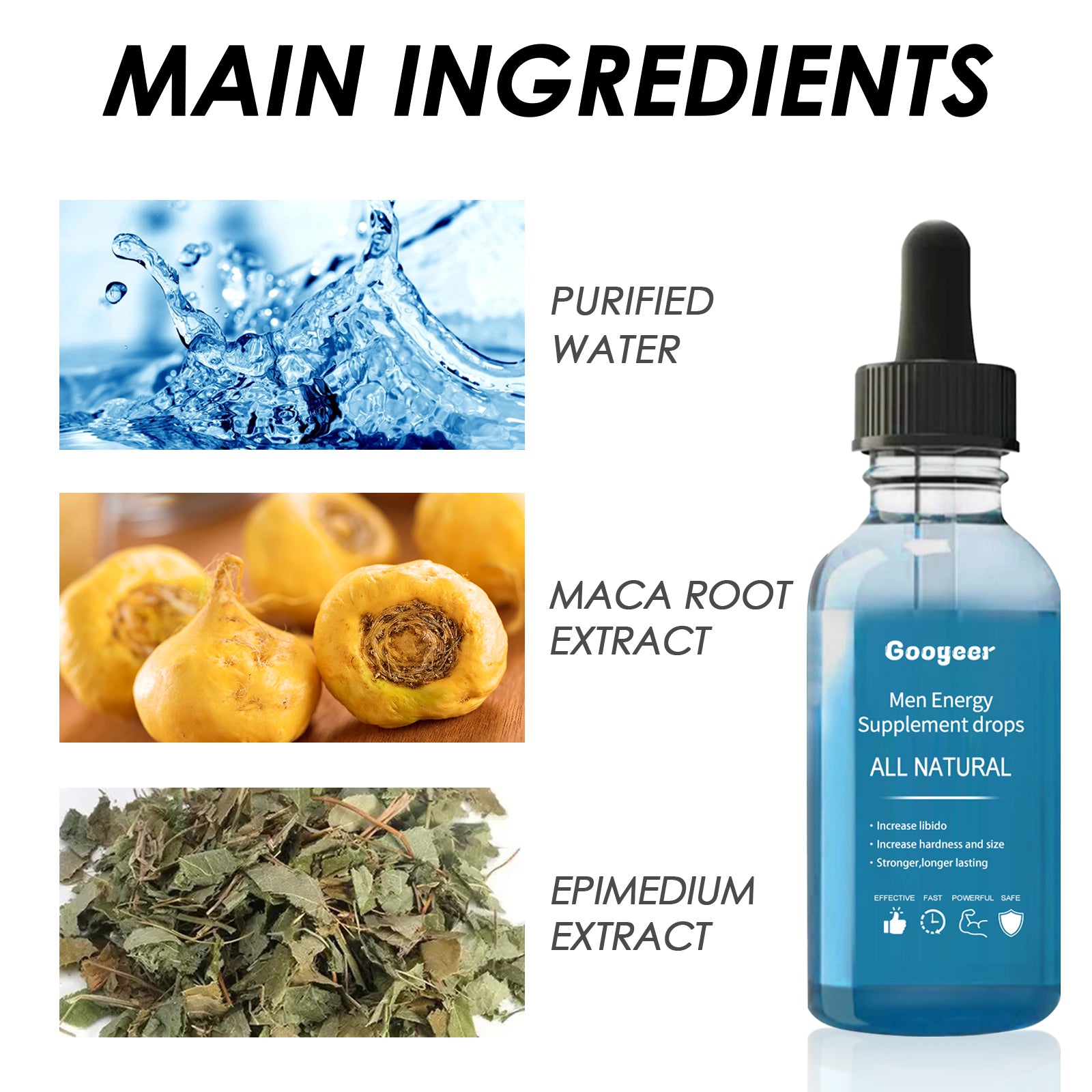 Googeer Men's Enhancement Supplement Drops, Men's Energy Supplement Liquid