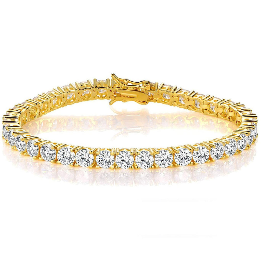 Classic 18K Gold Electroplated Zircon High-grade Tennis Full Diamond Personality Bracelet
