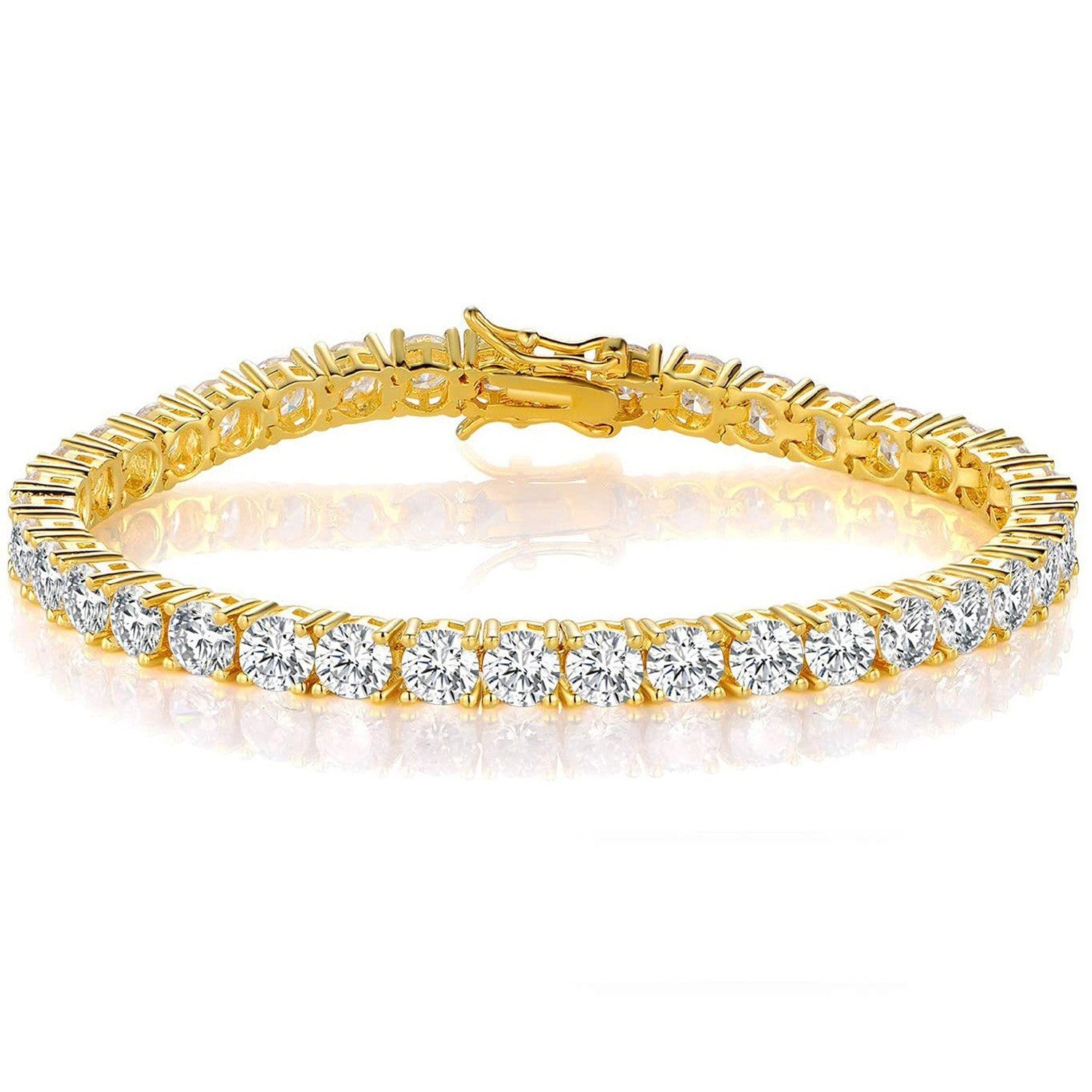 Classic 18K Gold Electroplated Zircon High-grade Tennis Full Diamond Personality Bracelet