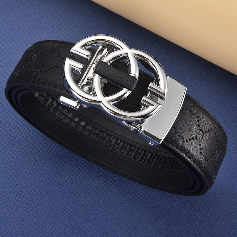 Men's Genuine Leather Alloy Automatic Buckle Versatile Korean Business Casual Fashion Belt