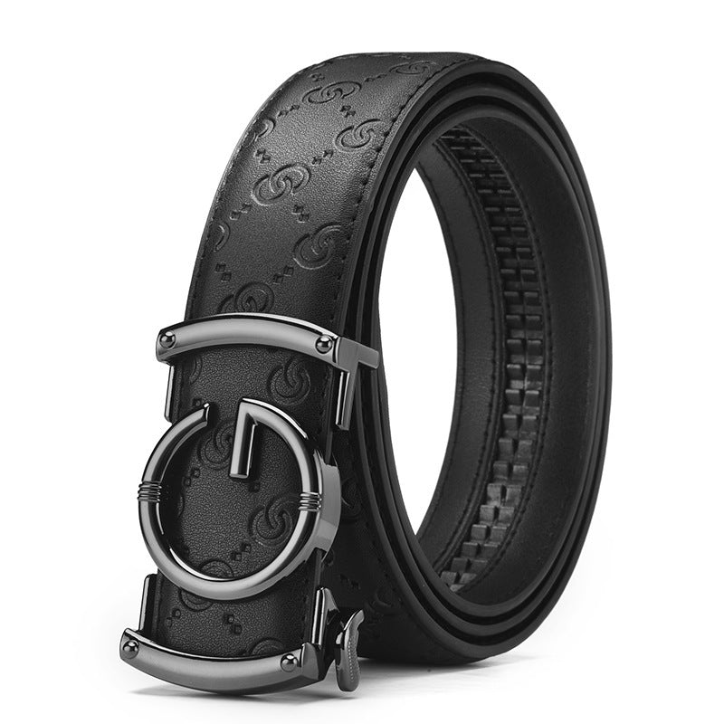 Men's Genuine Leather Alloy Automatic Buckle Versatile Korean Business Casual Fashion Belt