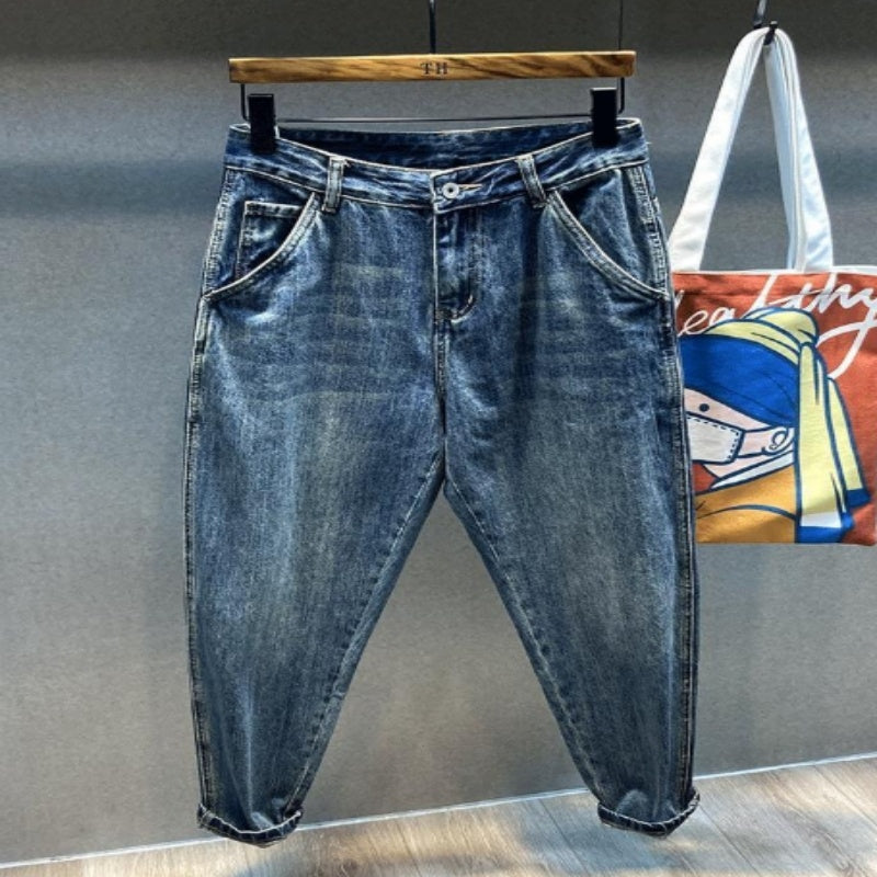 Retro Plus Size Wide Legs Men's Straight Loose Radish Tapered Jeans