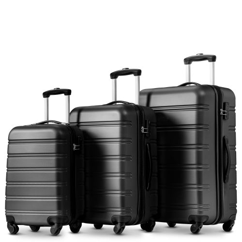 SET OF 3 ABS Hard Shell Travel Trolley Suitcase 4 Wheel Luggage Set Hand Luggage, 20,24,28 Inch