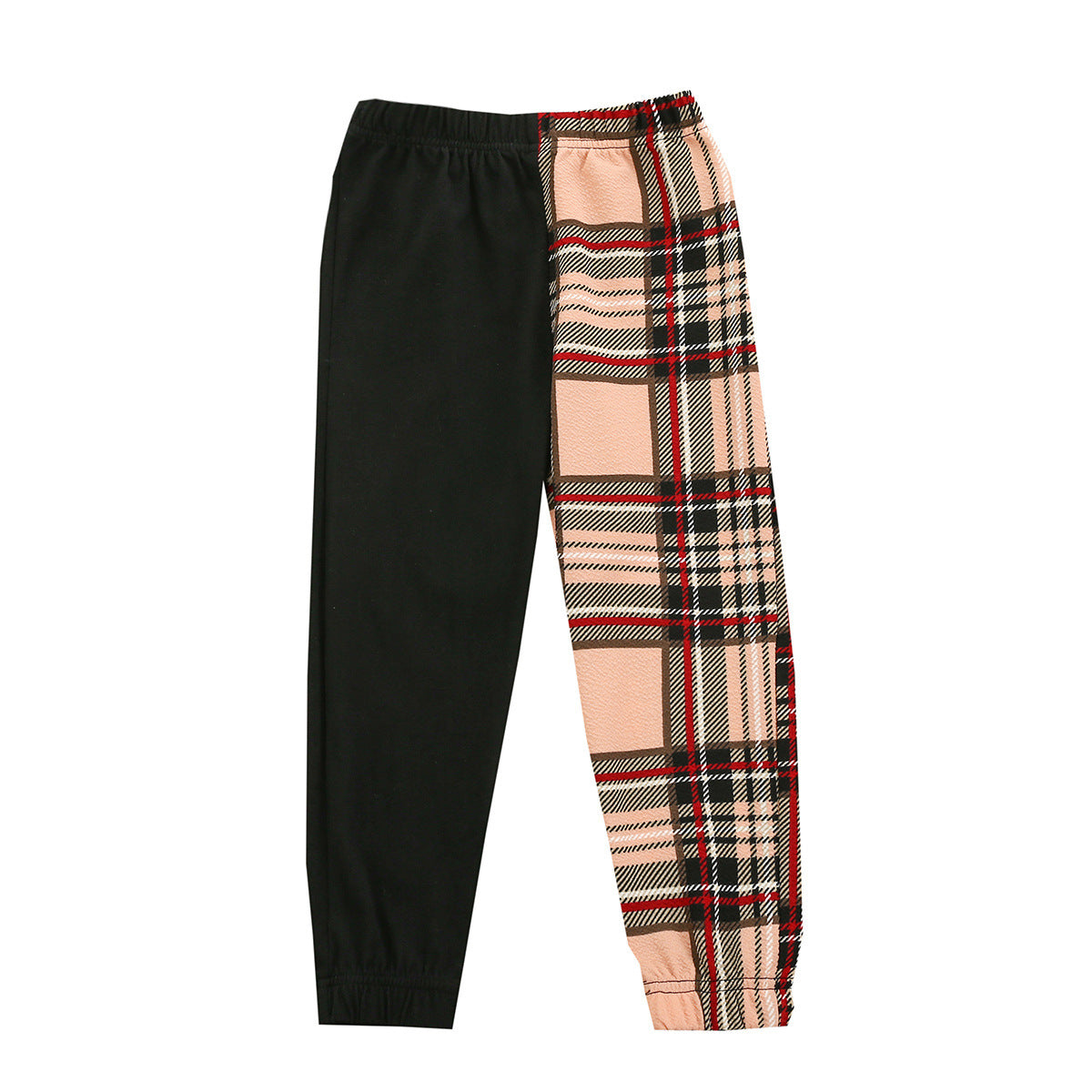 Girls Fashion Colorblock Plaid Casual Pants