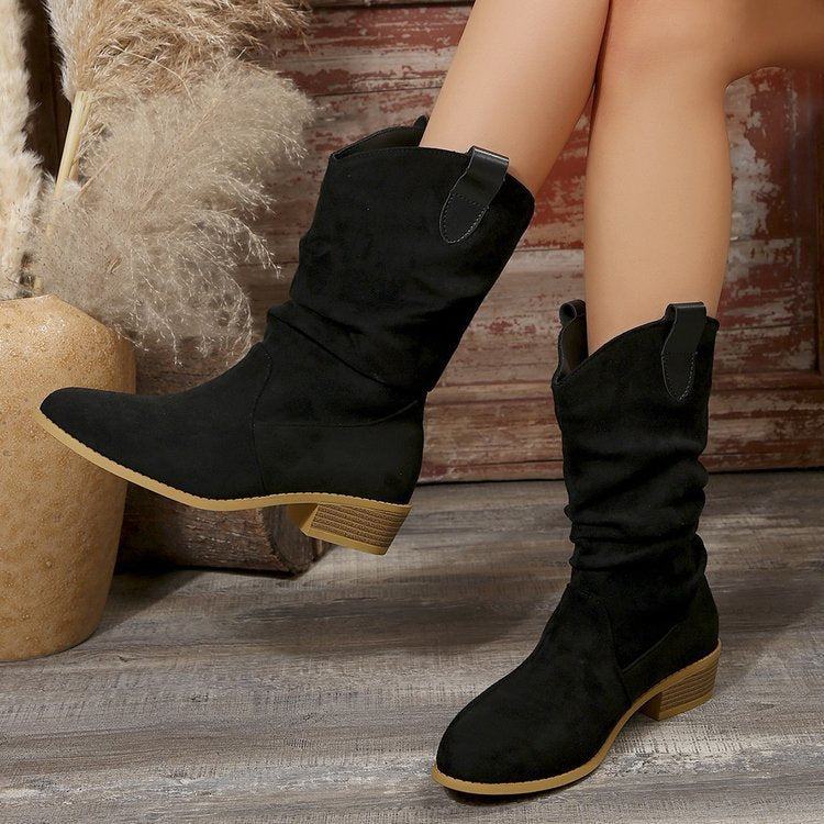 Pointed Suede Boots For Women