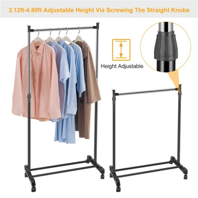 Adjustable And Foldable Clothes Hanger With Wheels