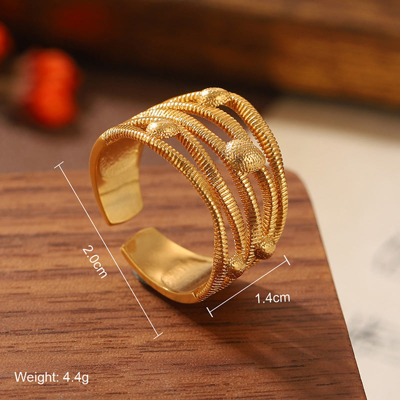 Natural Stone Geometric Ring High-grade Versatile Retro Non-fading