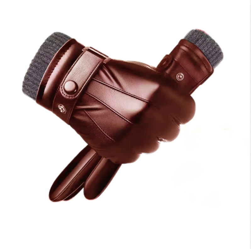 Sheepskin Leather Gloves Men Winter Lined Thickened Warm Riding Motorcycle Driving Touch Screen Mitten Gloves