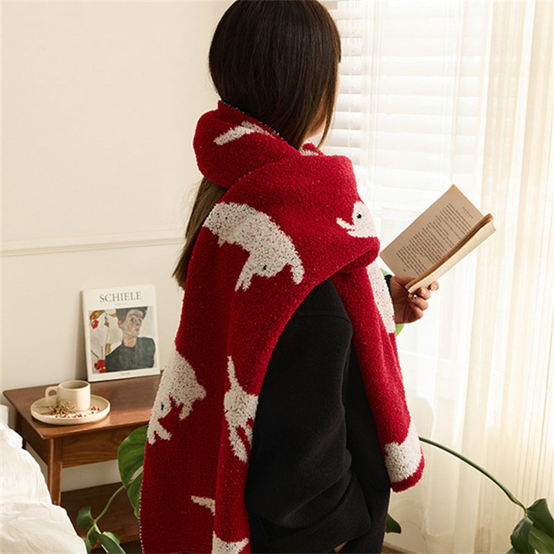 New Year Rabbit Blanket Sofa Blanket Scarf