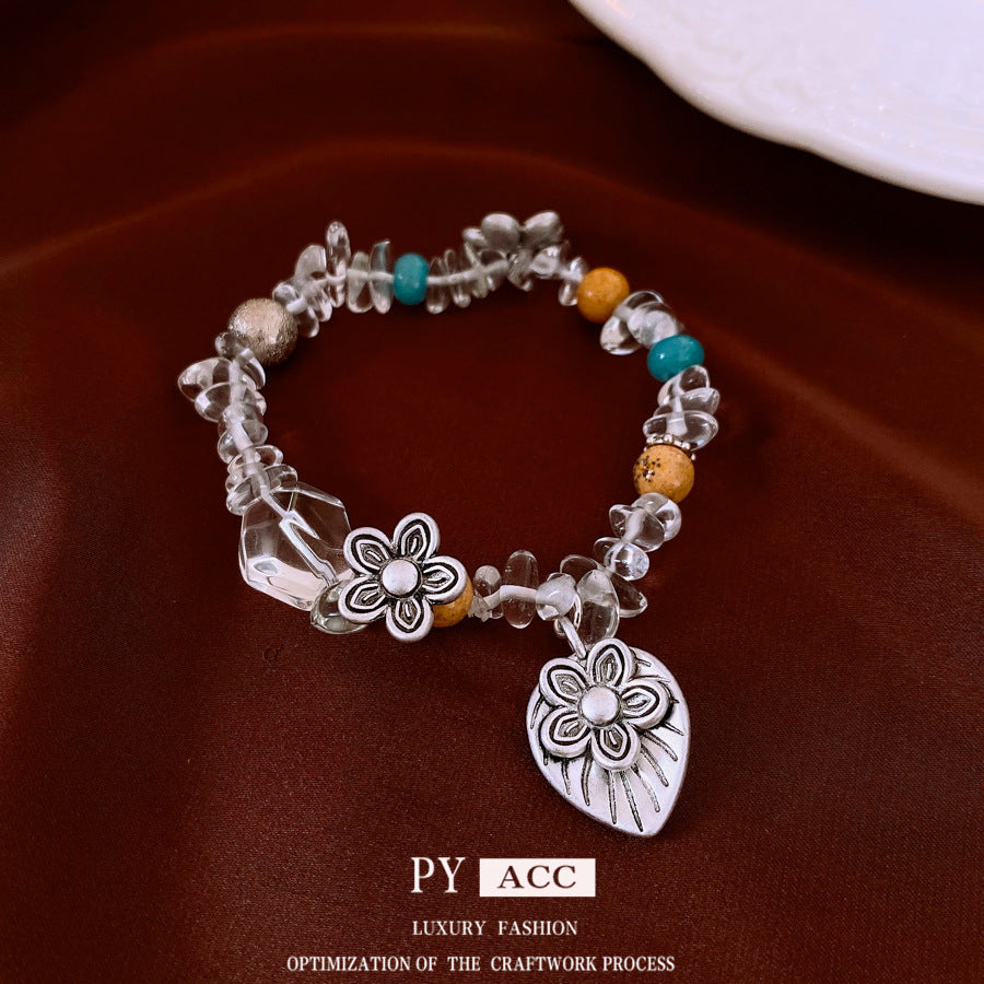 Retro Ethnic Style Gravel Flower Bracelet Fashion Personality High Sense Bracelet Exquisite Minority All-match Bracelet For Women