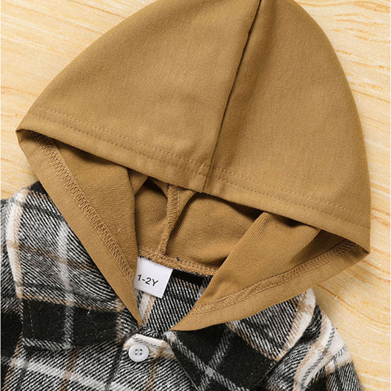 Toddler Baby Boy Clothes Plaid Long Sleeve Hoodie Sweatshirt & Pants 2pcs Boys Outfit Set