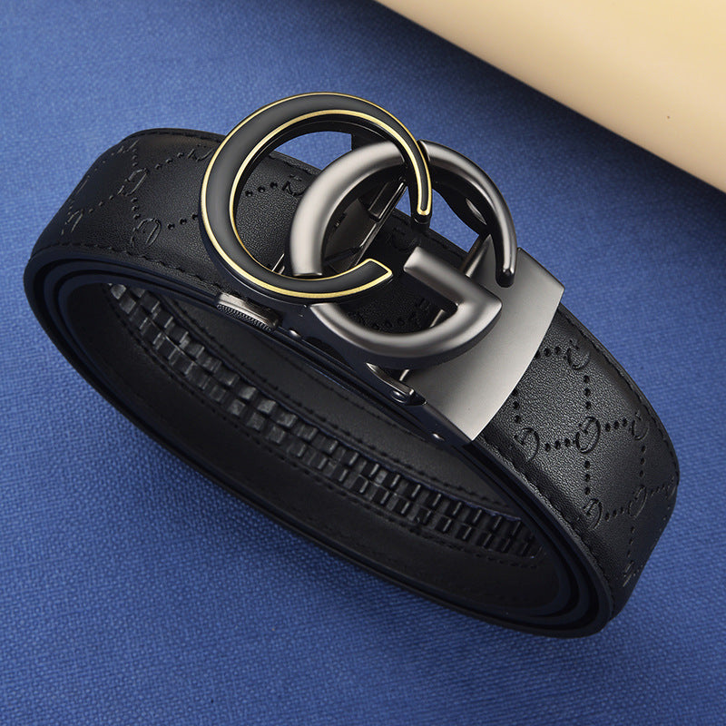 Men's Genuine Leather Alloy Automatic Buckle Versatile Korean Business Casual Fashion Belt