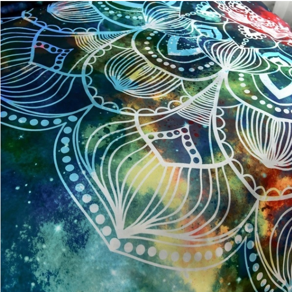 2/3pcs/set 3D Galaxy and Bohemia Bedding Set Queen Size Universe Bedding with Flower Bed Luxury Bedding Sets