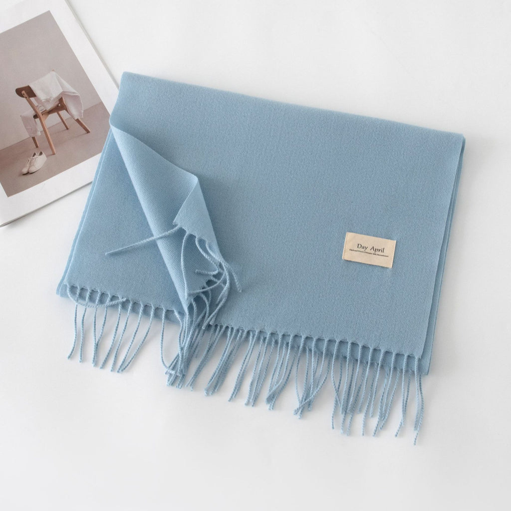 Cashmere Feel Solid Color Scarf for Women Imitation Cashmere Autumn Winter Atmosphere Korean Style Versatile Medium-Length Shawl Neck Warmer