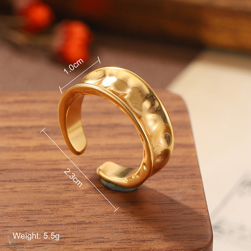 Natural Stone Geometric Ring High-grade Versatile Retro Non-fading