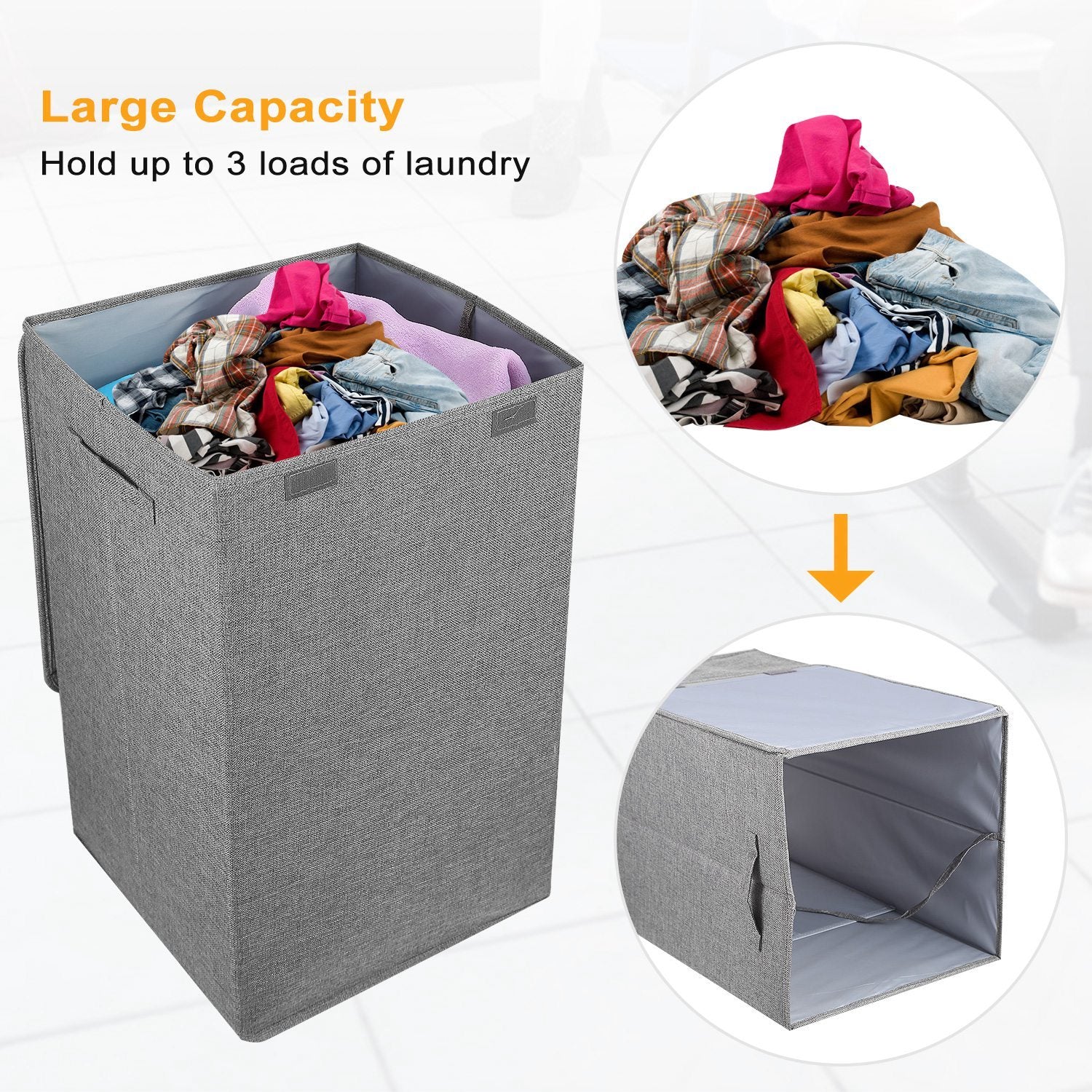 1Pc Foldable Laundry Hampers Washing Clothes Laundry Basket With Lid Handles Storage Organizer