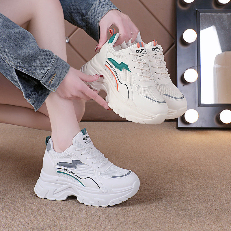 Height Increasing Insole Breathable White Shoes