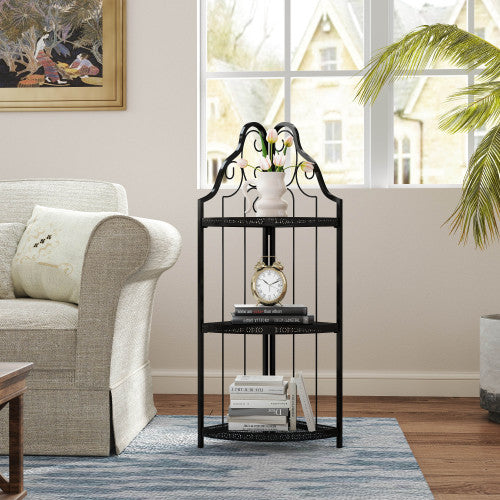3-Tier Corner Open Shelf,Bookcase Freestanding Shelving Unit