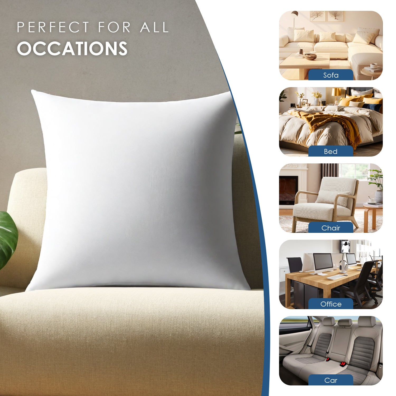 White Square Pillow Two Bubble Bags Suitable For Bed Cushions,  Sofa Cushions, Garden Cushions, Cushion Core, Breathable,  Hand Washable, OKO-100 Certified