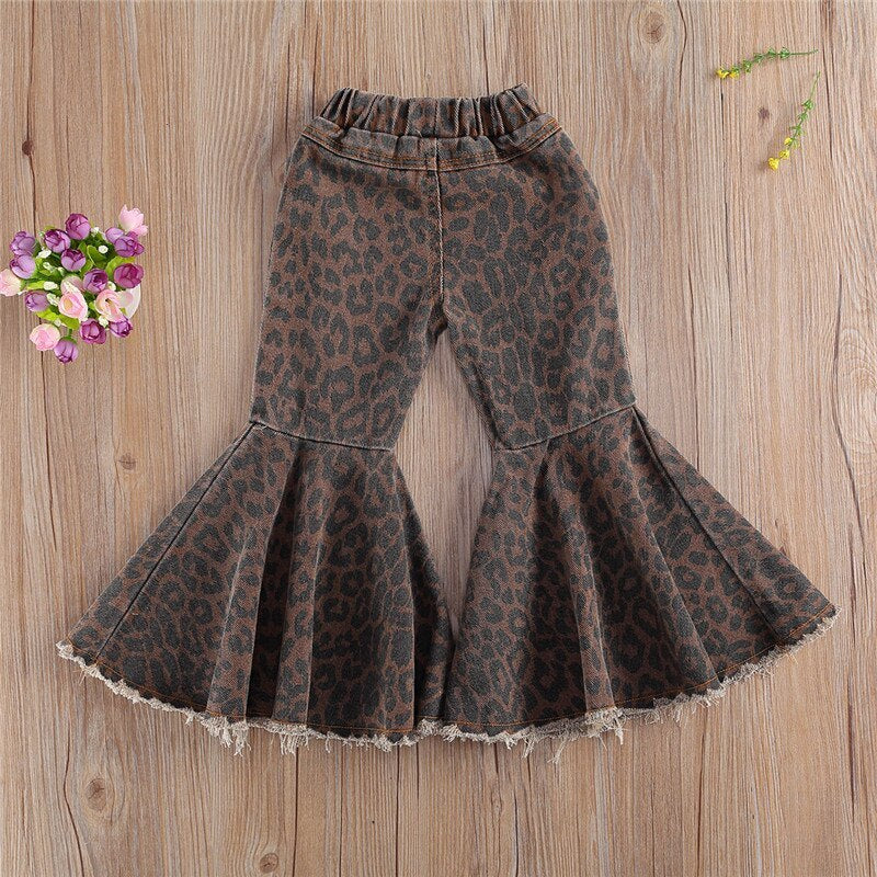 Girls leopard-print flared pants