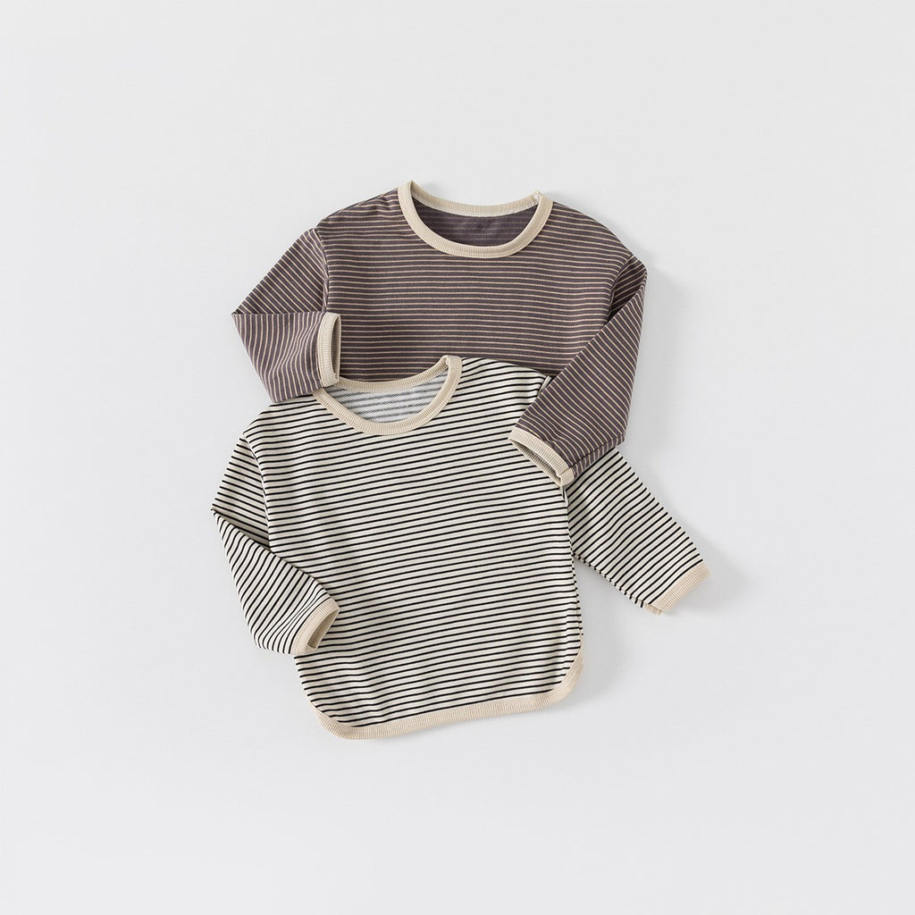 Autumn Casual Boys And Girls Striped Bottoming T-shirt Children's Tops