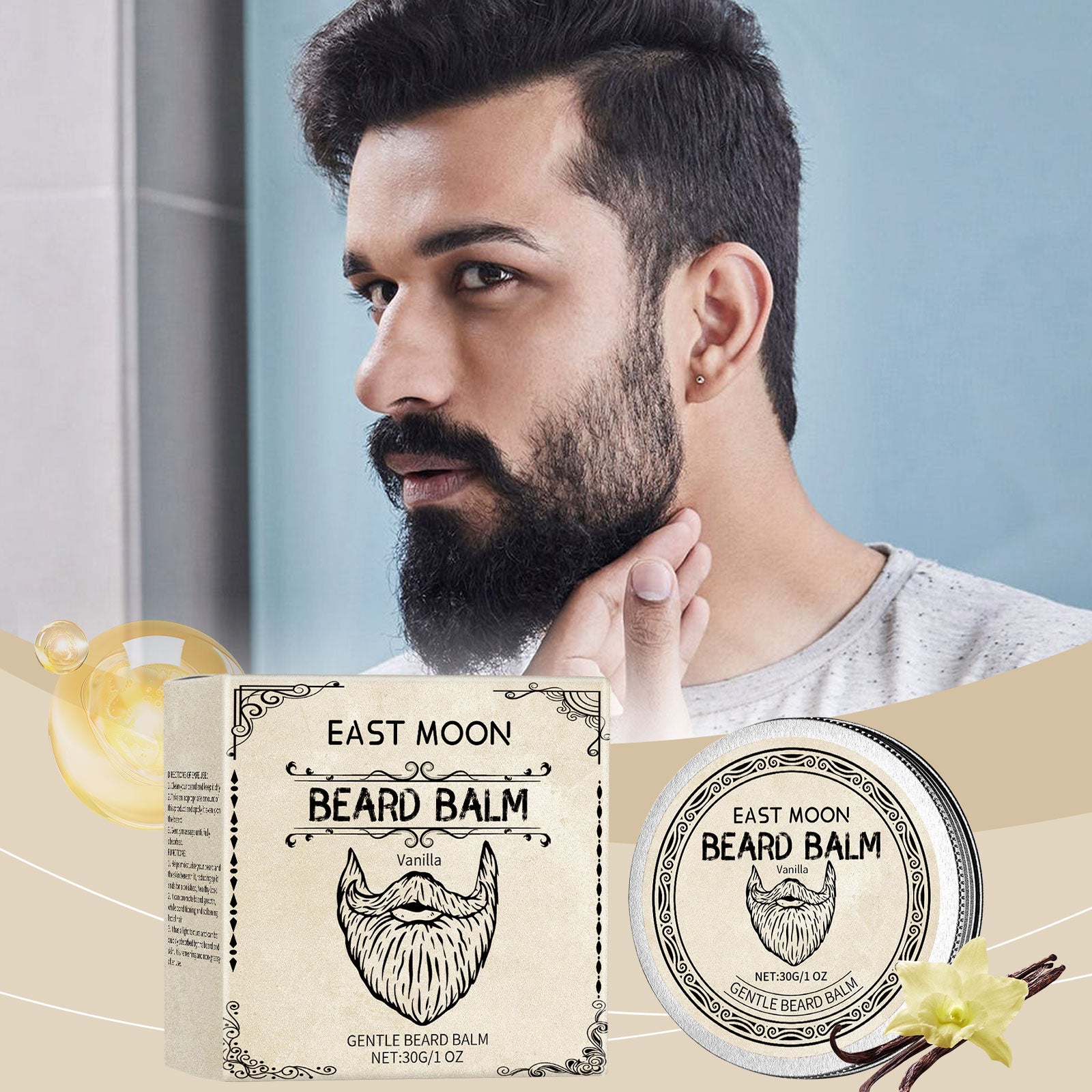 Vanilla Beard Care Wax Natural Vanilla Fragrance Gently Nourishes Beard Hair Beard